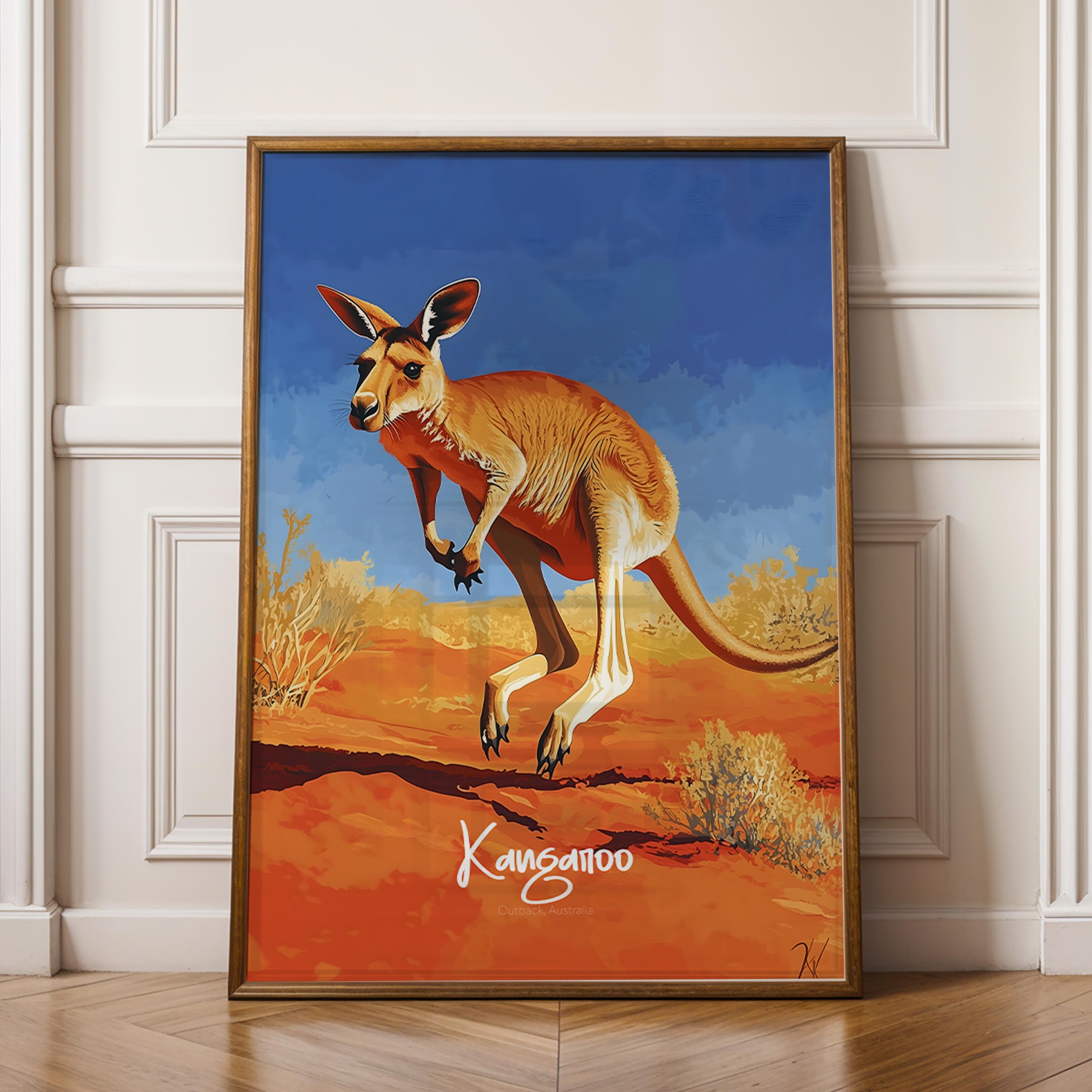 Kangaroo Art Print: Modern Australian Wildlife Poster