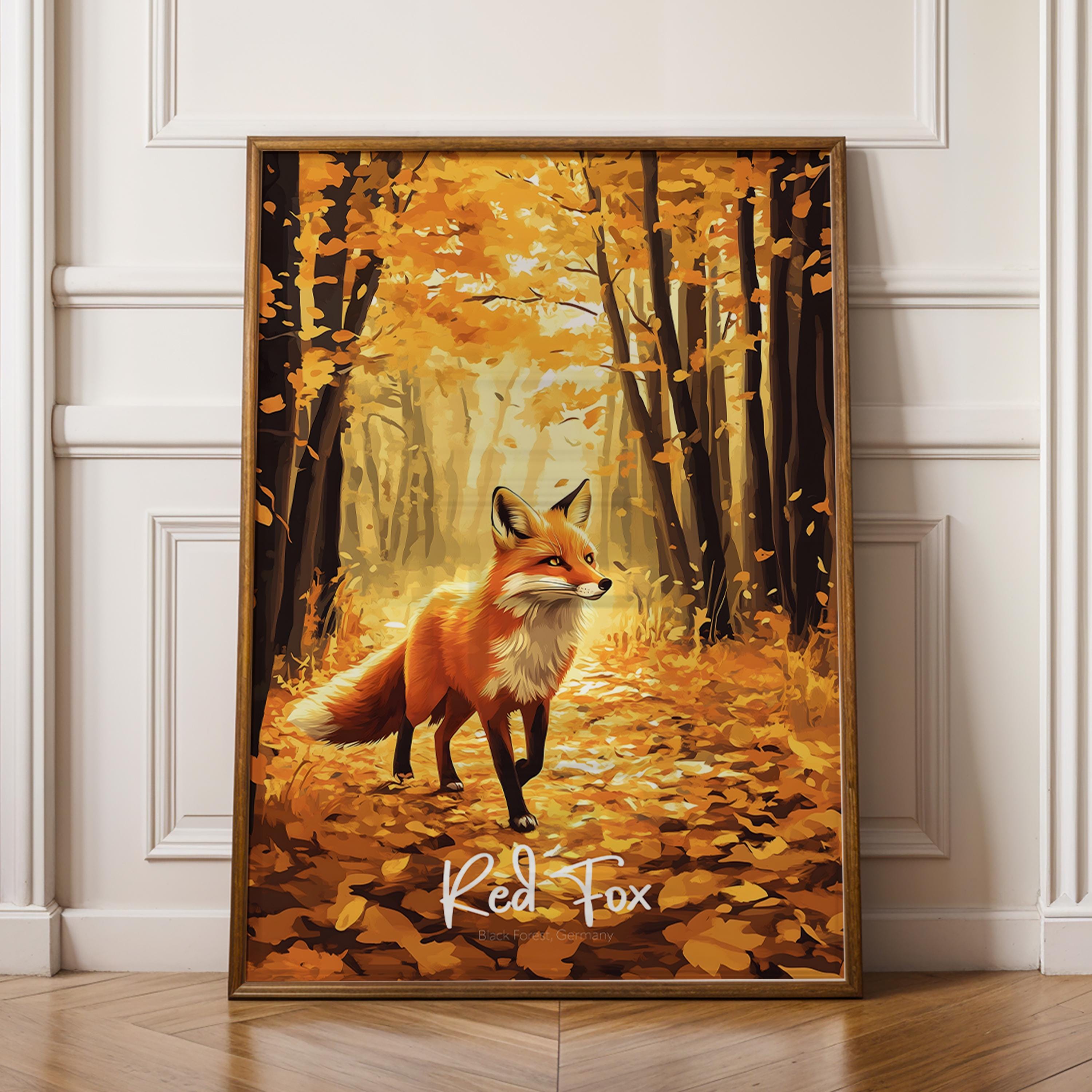 Red Fox Art Print: Rustic Woodland Animal Illustration