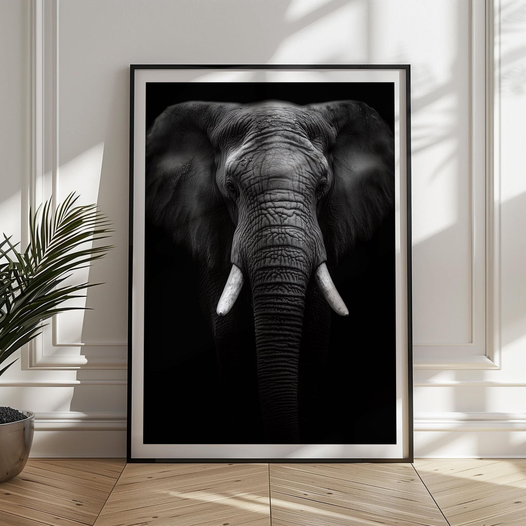 Black and White Elephant Print: Majestic Wildlife Wall Art