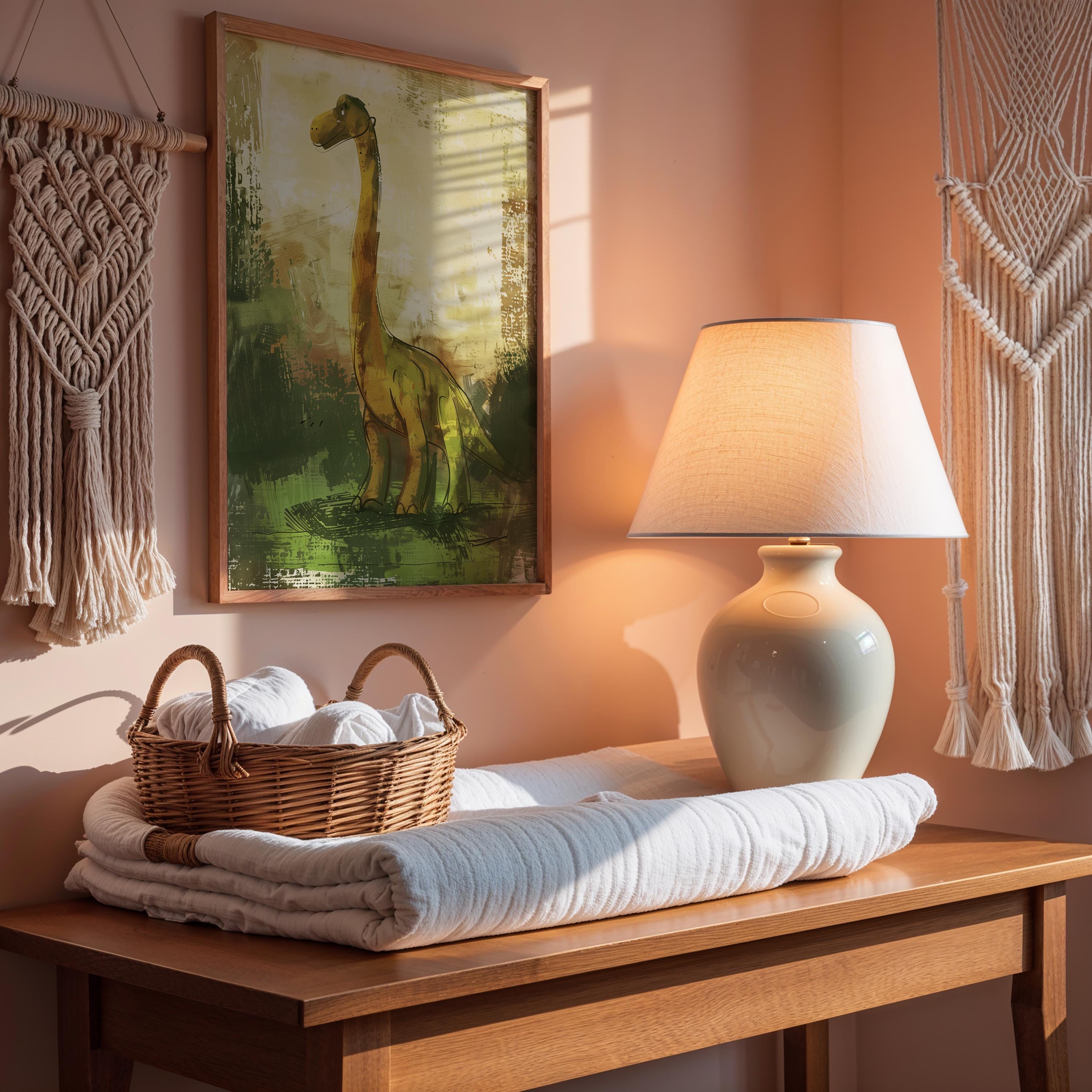 Brachiosaurus Wall Art – Dinosaur Print for Kids Room