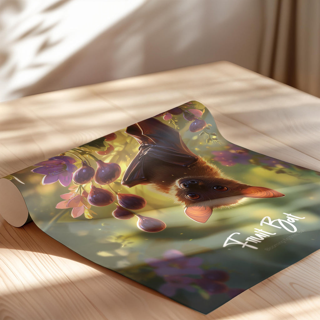 Fruit Bat Art Print: Whimsical Wildlife Poster for Kids Room