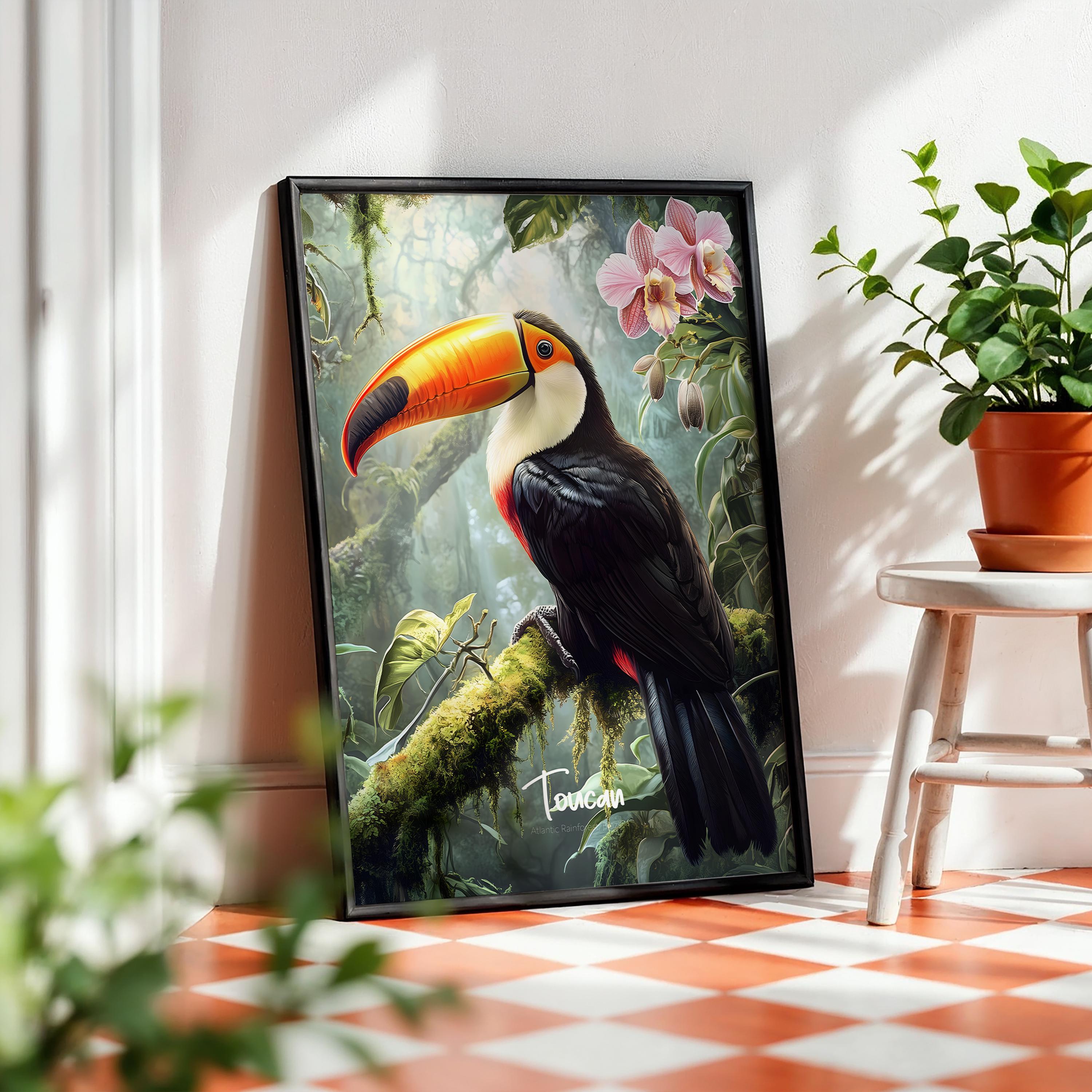 Toucan Art Print: Tropical Jungle Bird Illustration, Exotic Wildlife Decor