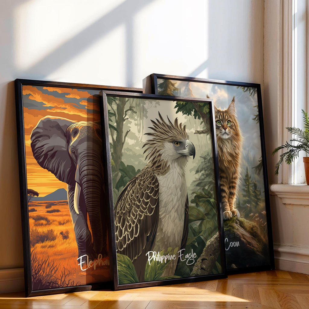 Philippine Eagle Framed Poster: Rare Bird Nursery Decor, Wildlife Art