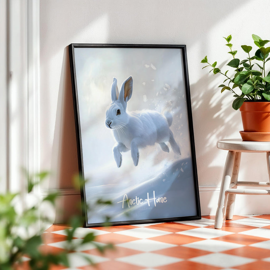 Arctic Hare Print: Minimalist Scandinavian Wildlife Illustration