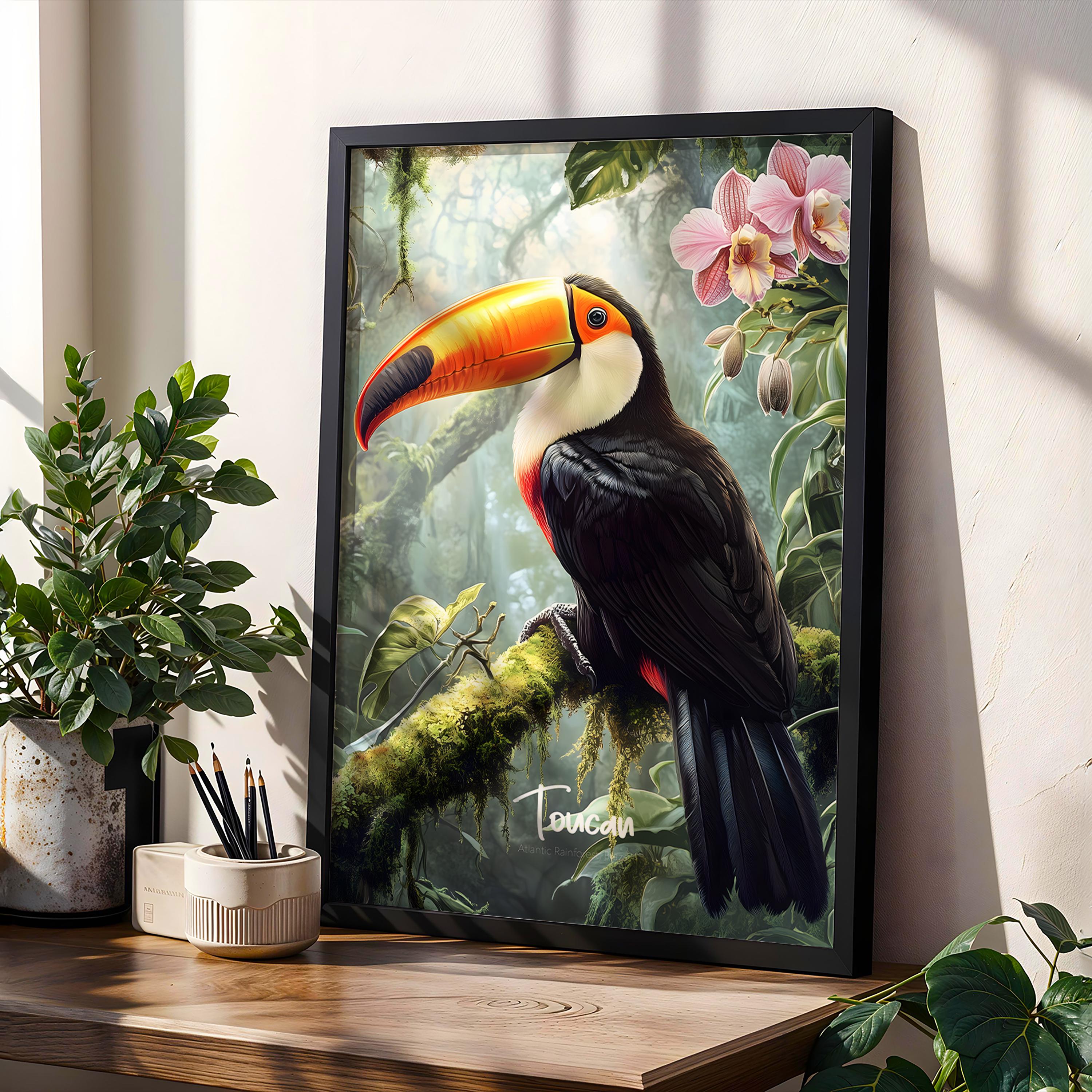 Toucan Art Print: Tropical Jungle Bird Illustration, Exotic Wildlife Decor