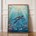 Sea Turtle Art Print: Coastal Marine Wildlife Illustration