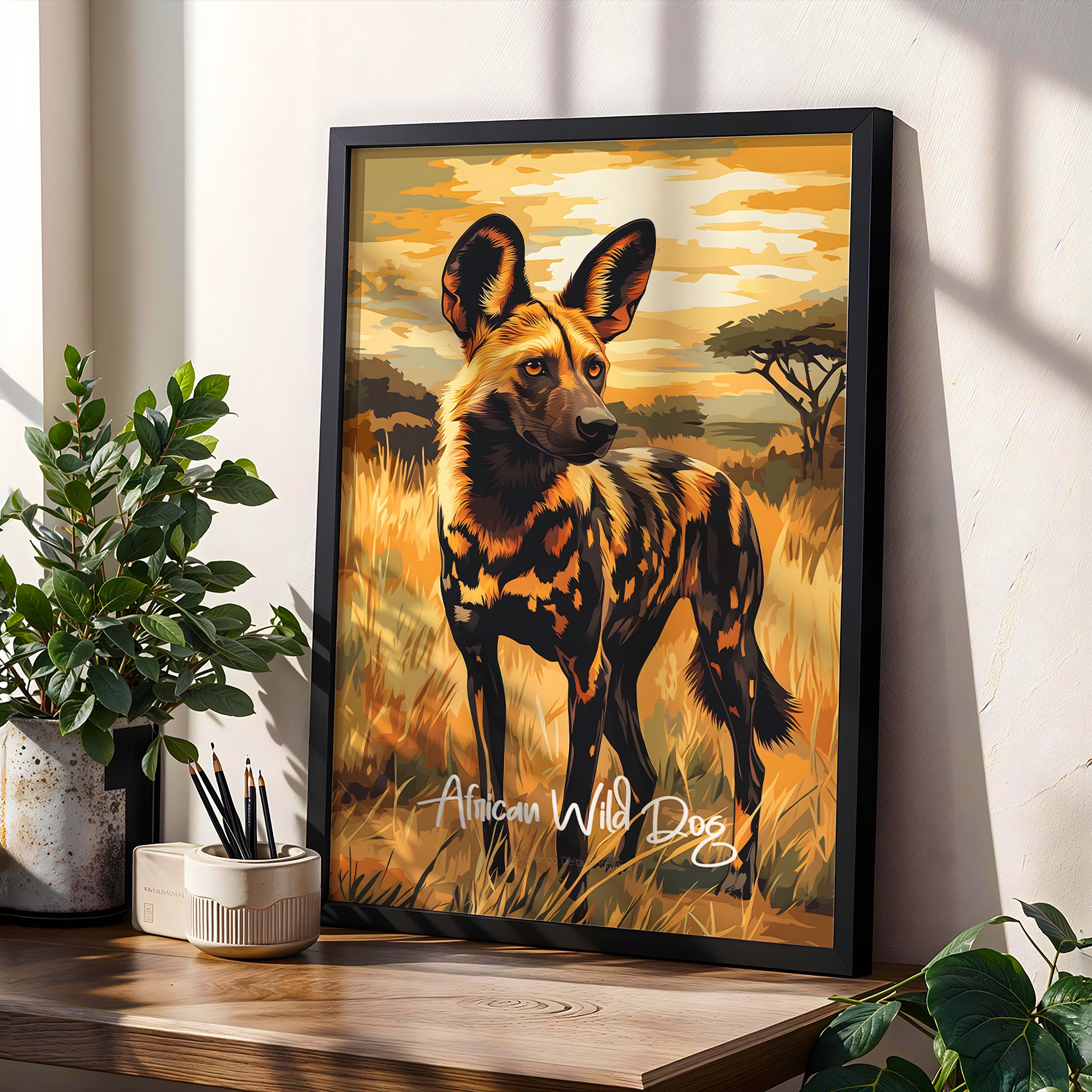 African Wild Dog Print: Vivid Wildlife Art, Nature Lover Gift