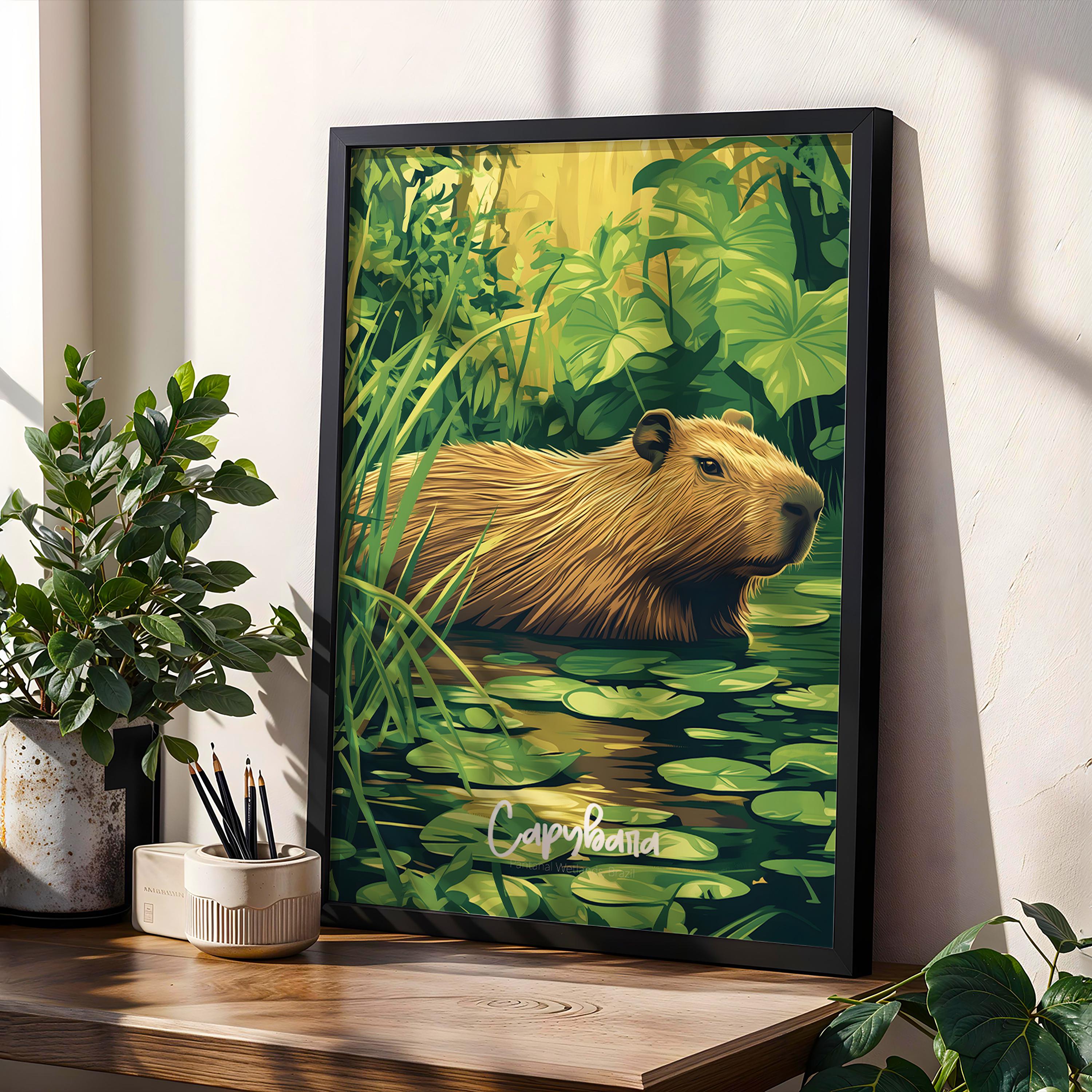 Capybara Art Print – Wildlife Illustration, Home or Nursery Decor