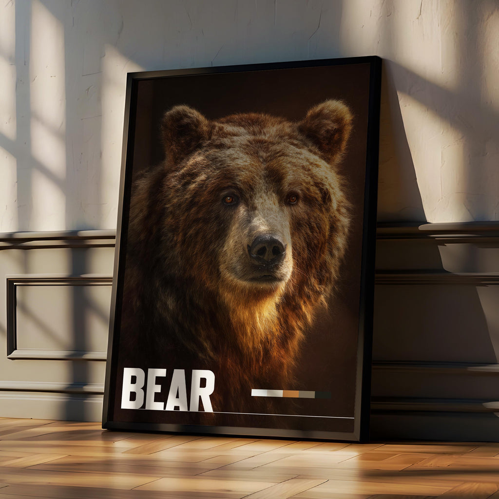 Brown Bear Framed Poster: Woodland Animal Wall Art for Nursery or Kids Room