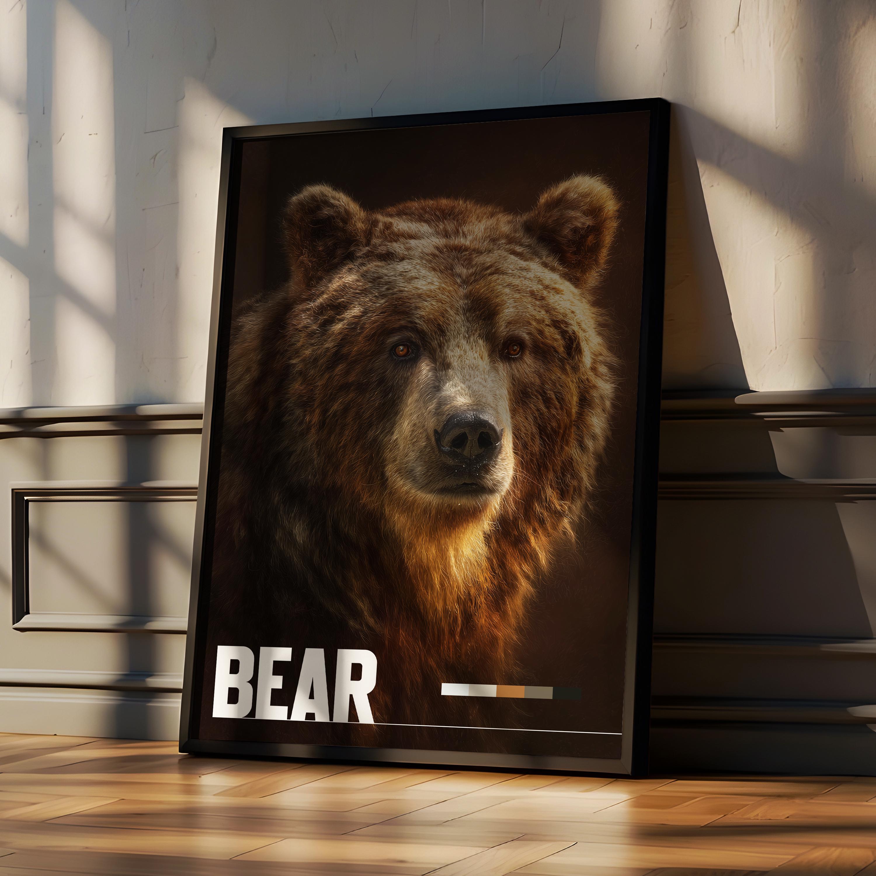 Brown Bear Framed Poster: Woodland Animal Wall Art for Nursery or Kids Room
