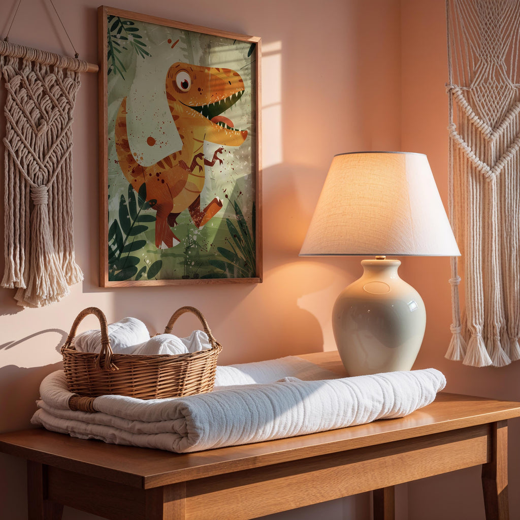 T-Rex Children’s Wall Art – Playful Dinosaur Illustration for Nursery or Kids Room Decor