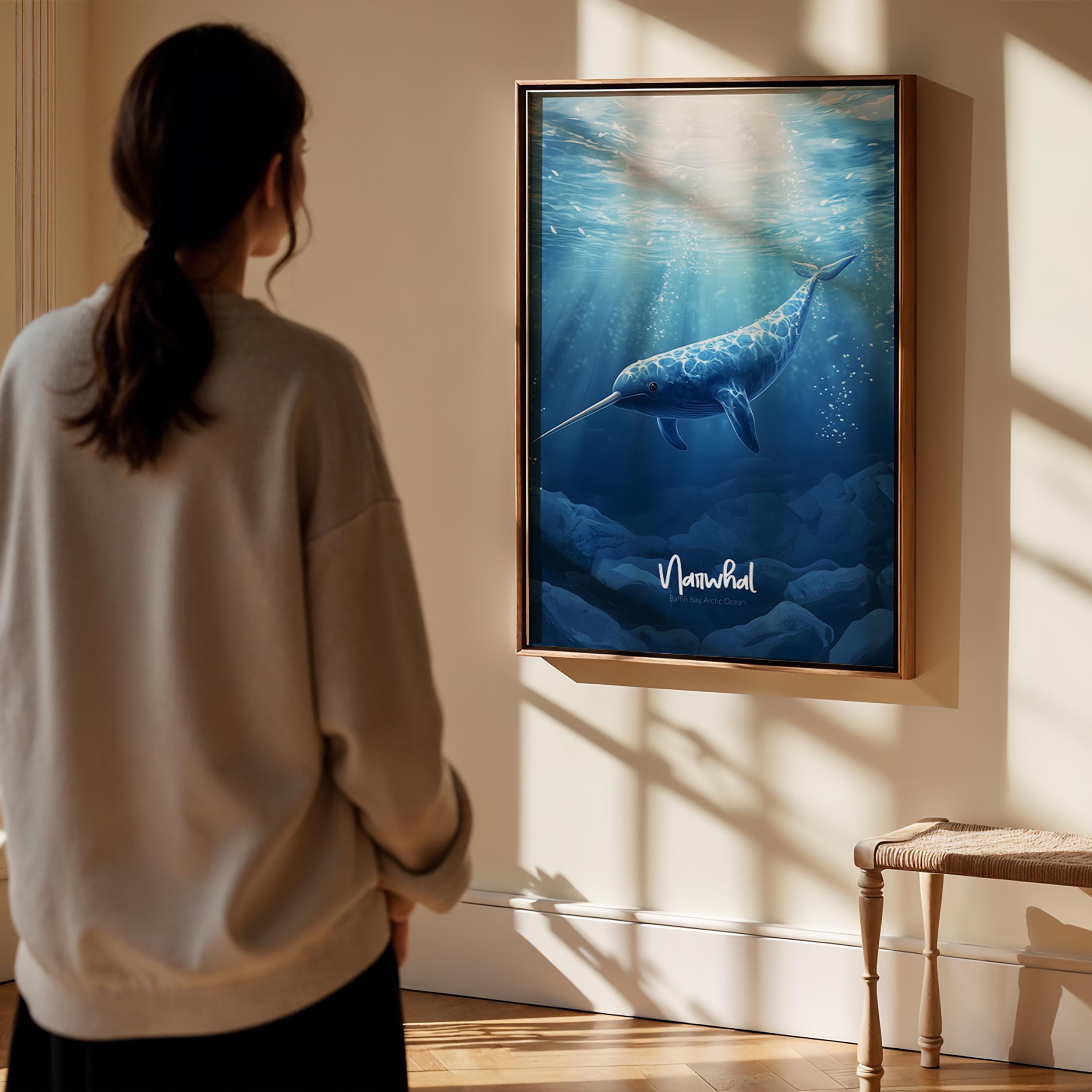 Narwhal Nursery Art Print: Ocean Animal Kids Room Decor