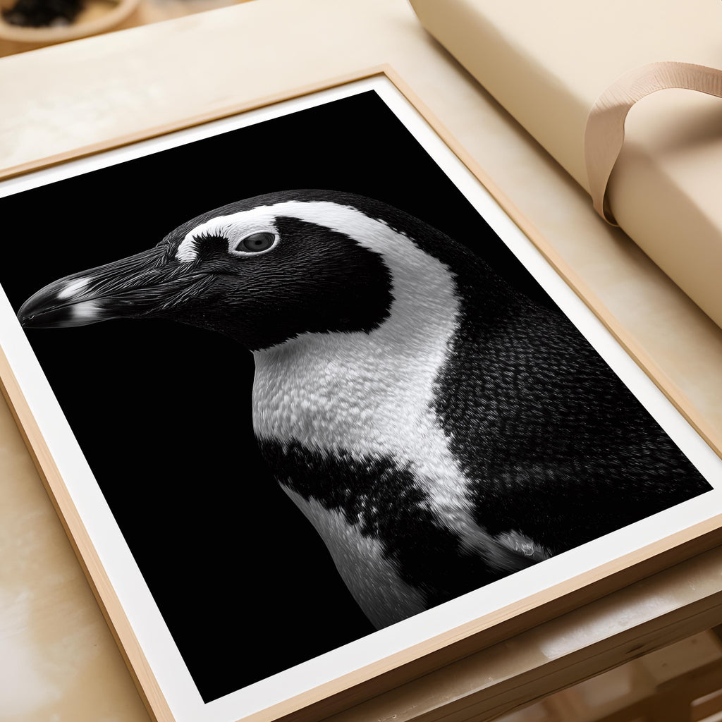 Monochrome Penguin Print: Arctic Wildlife Poster, Minimalist Bird Decor