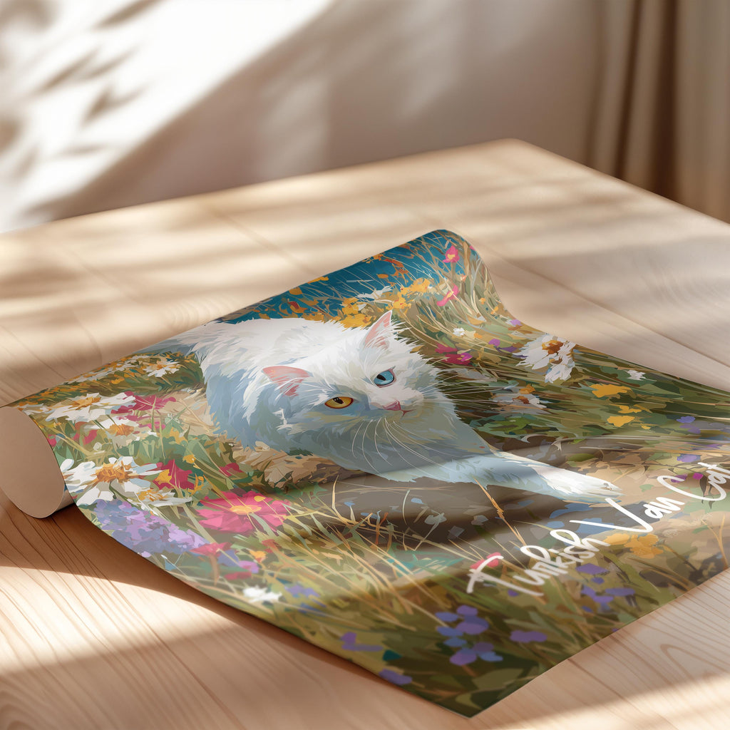 Turkish Van Cat Art Print: White & Ginger Rare Breed Poster