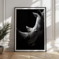 Black and White Rhino Wall Art Print – Powerful Wildlife Poster for Living Room, Office or Gift – Monochrome Safari Decor