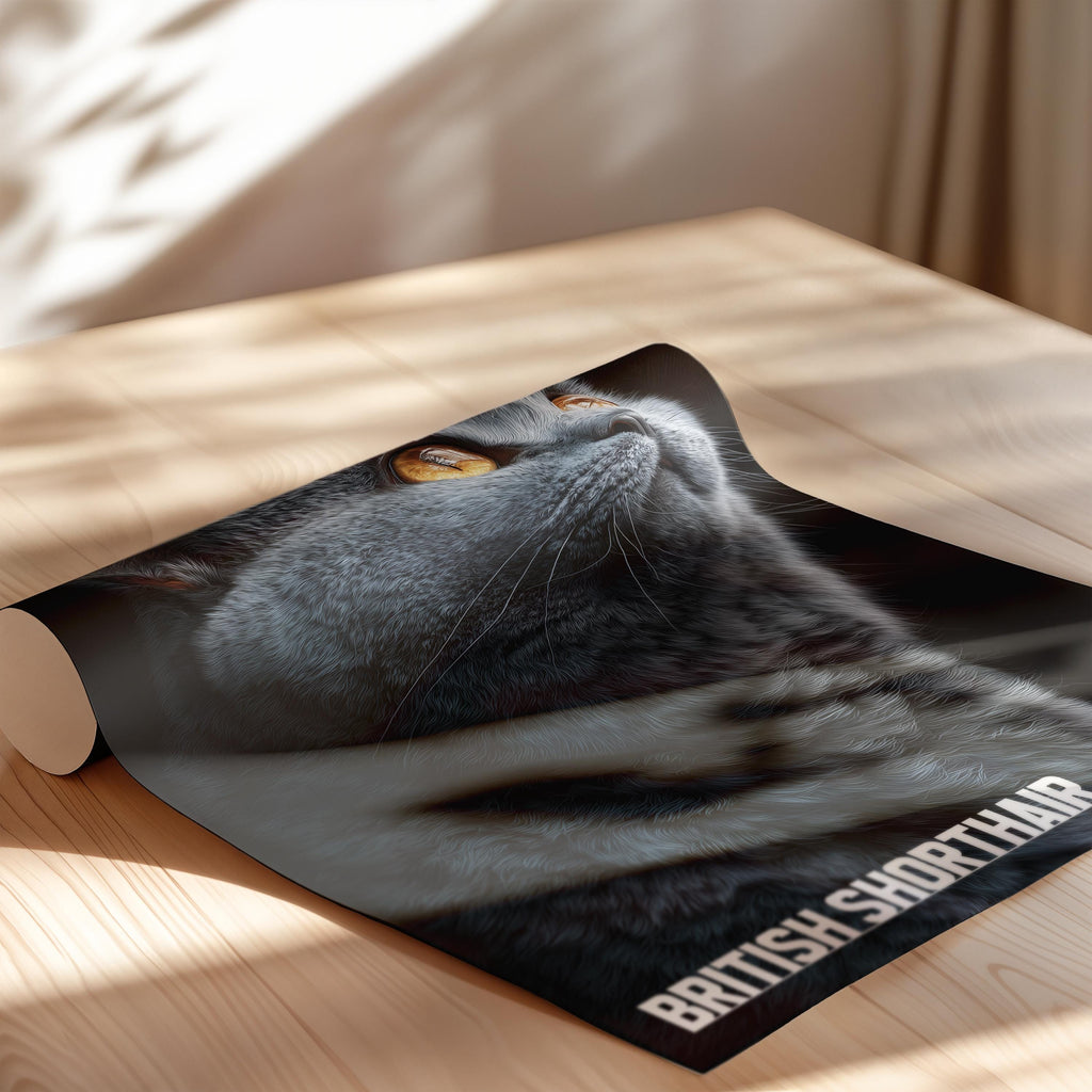 British Shorthair Cat Framed Poster: Nursery Wall Art