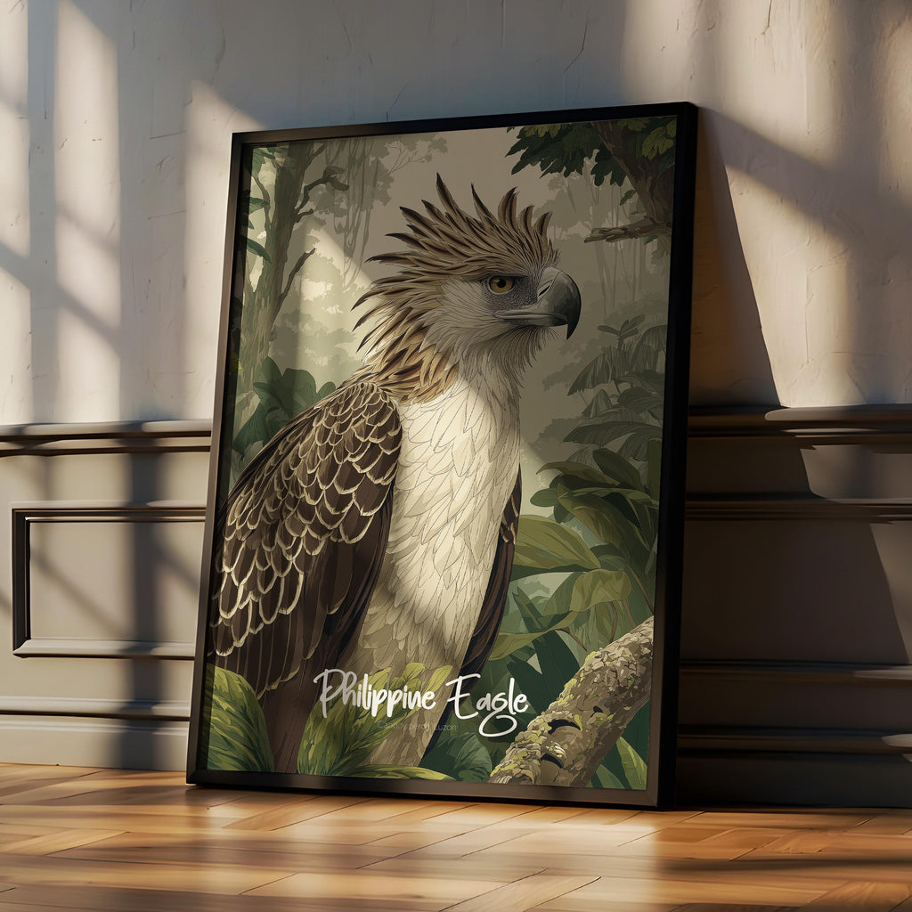 Philippine Eagle Framed Poster: Rare Bird Nursery Decor, Wildlife Art