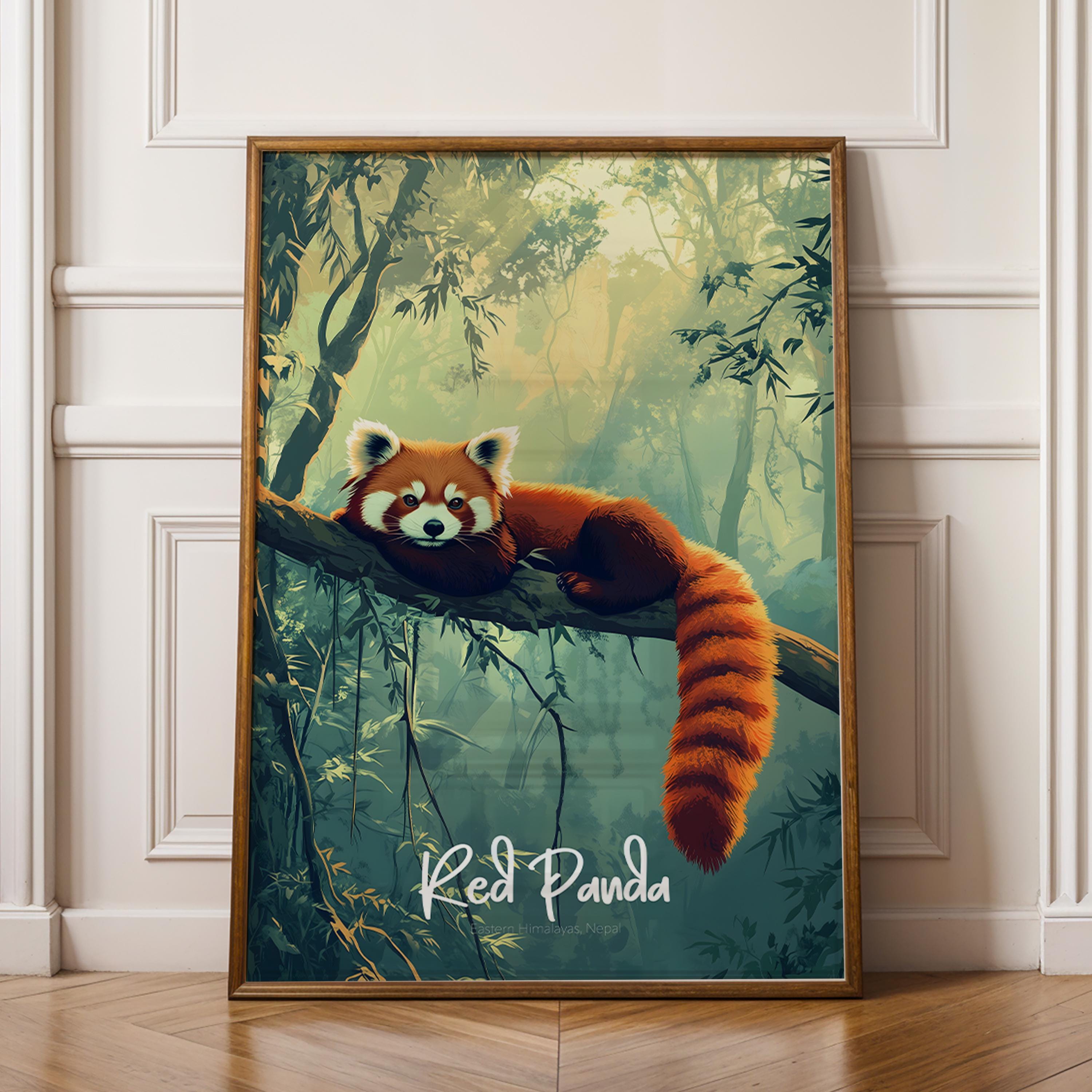 Red Panda Print: China Wildlife Illustration, Animal Wall Art