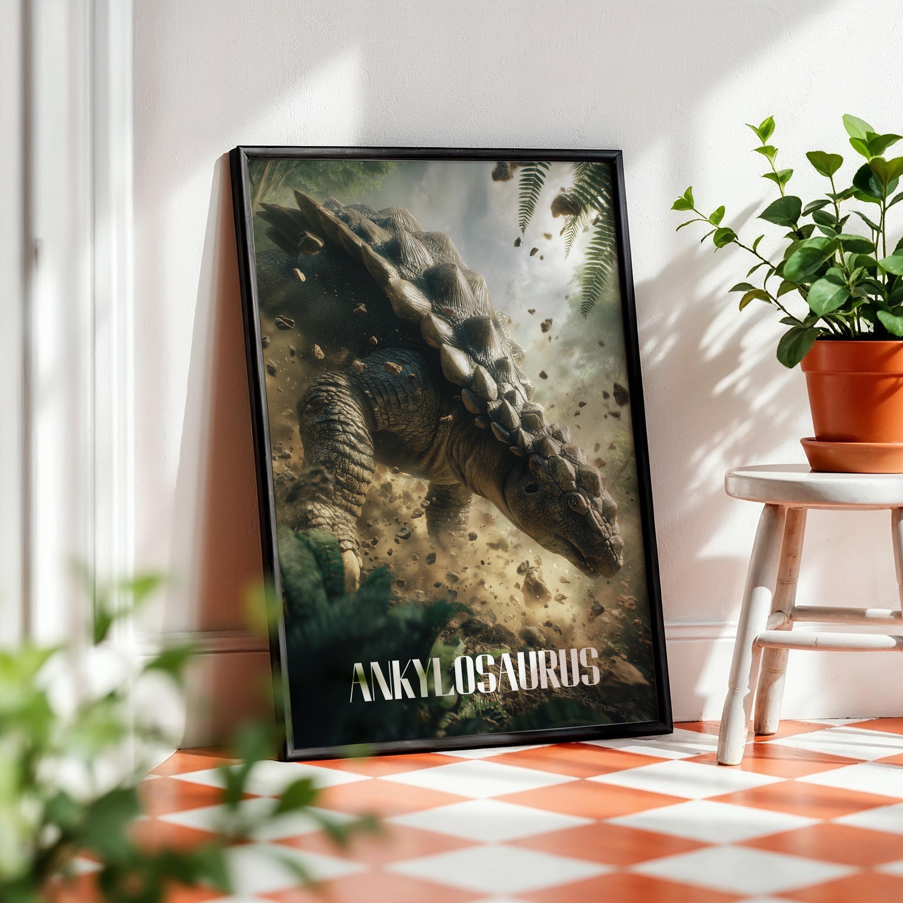 Ankylosaurus Poster for Kids Room – Armoured Dinosaur Wall Art for Nursery and Playroom