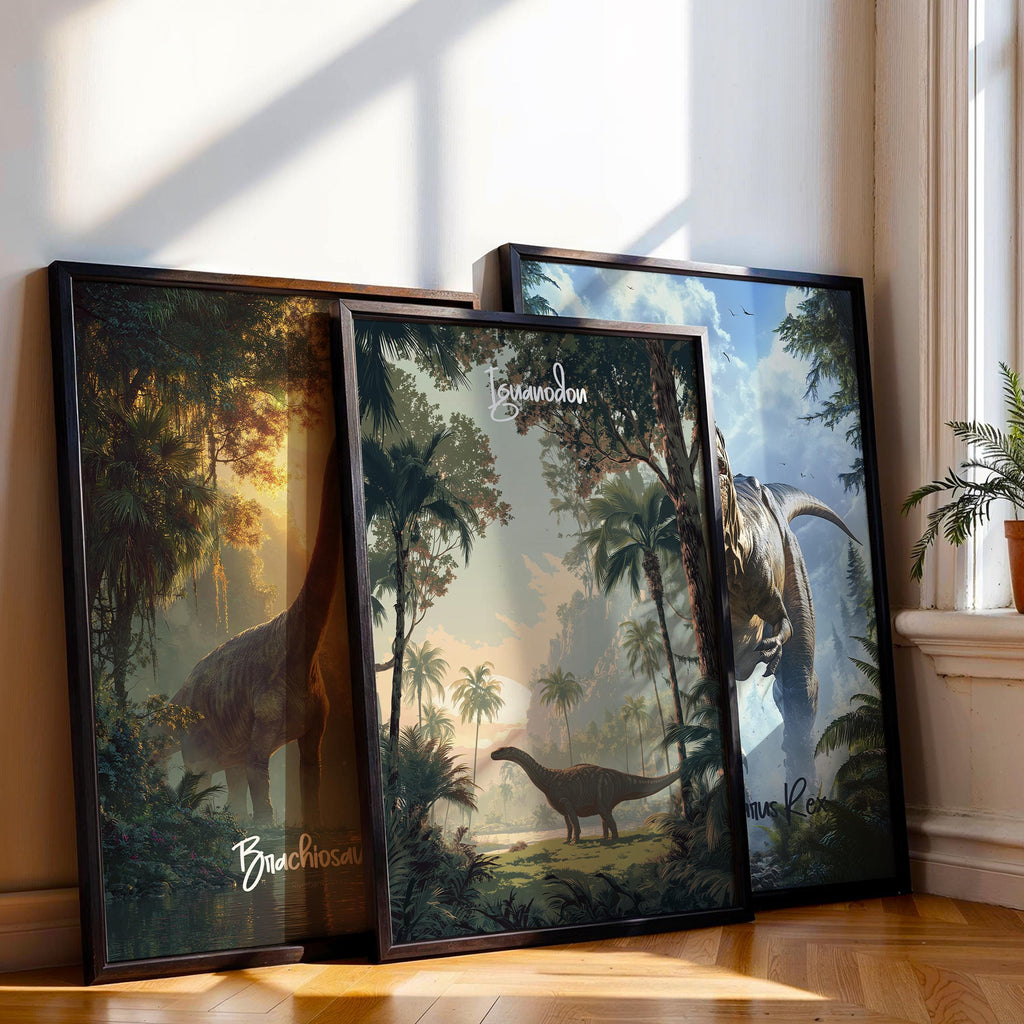 Iguanodon Framed Poster: Dinosaur Nursery & Kids Room Decor