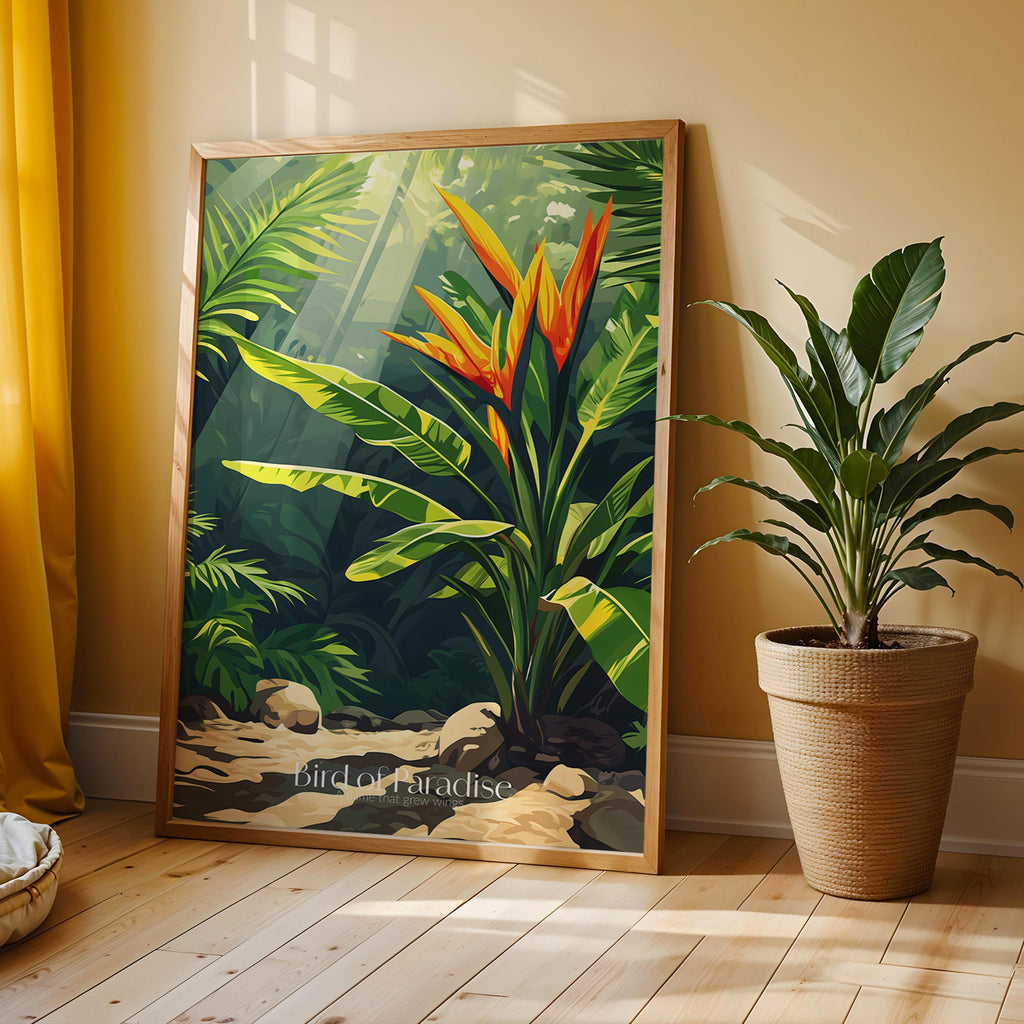 Bird of Paradise Flower Plant Print: Tropical Botanical Illustration