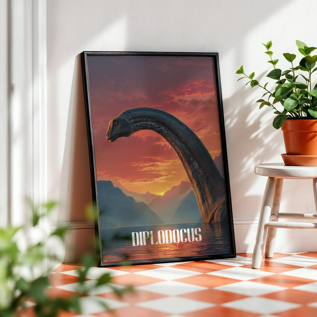 Diplodocus Poster for Kids Room – Gentle Dinosaur Wall Art for Nursery and Playroom