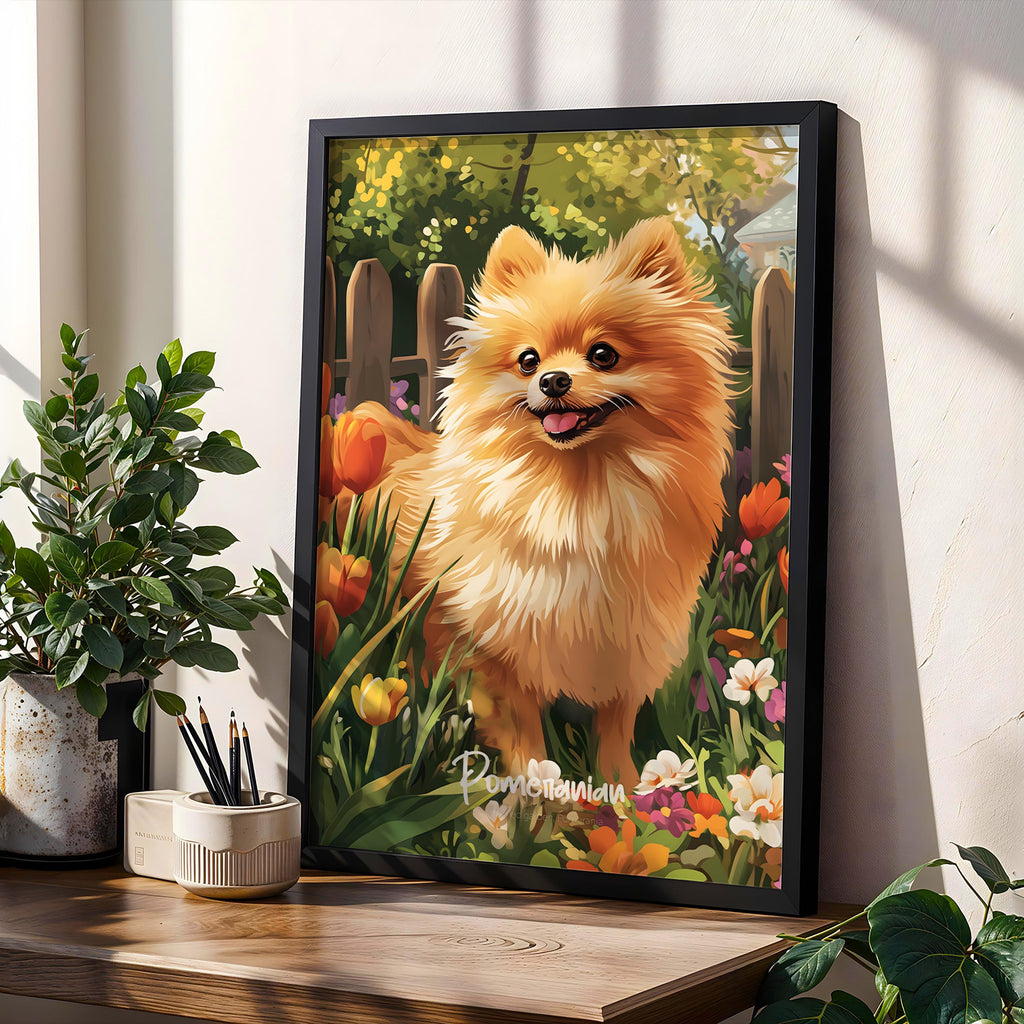 Pomeranian Dog Art Print: Fluffy Pet Illustration
