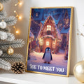 Cute Penguin Christmas Poster – Winter Wonderland Wall Art for Kids Room or Nursery
