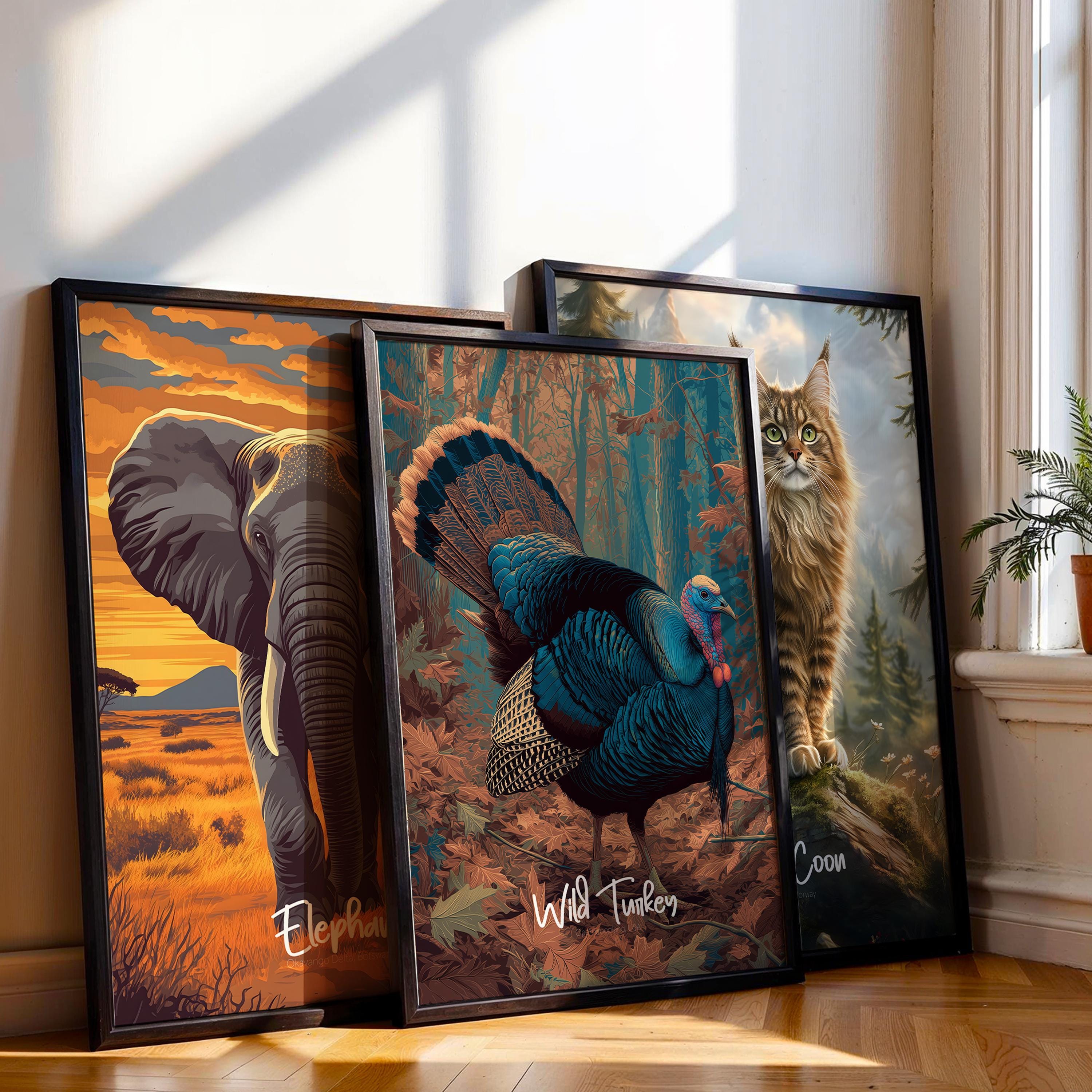 Wild Turkey Framed Poster: Woodland Nursery Decor, Forest Bird Art