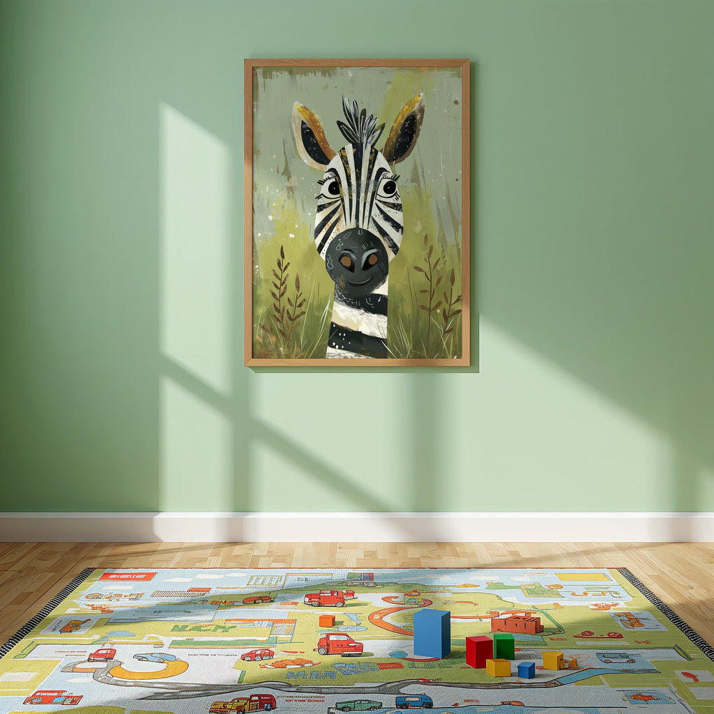 Zebra Nursery Wall Art – Safari Animal Print for Kids