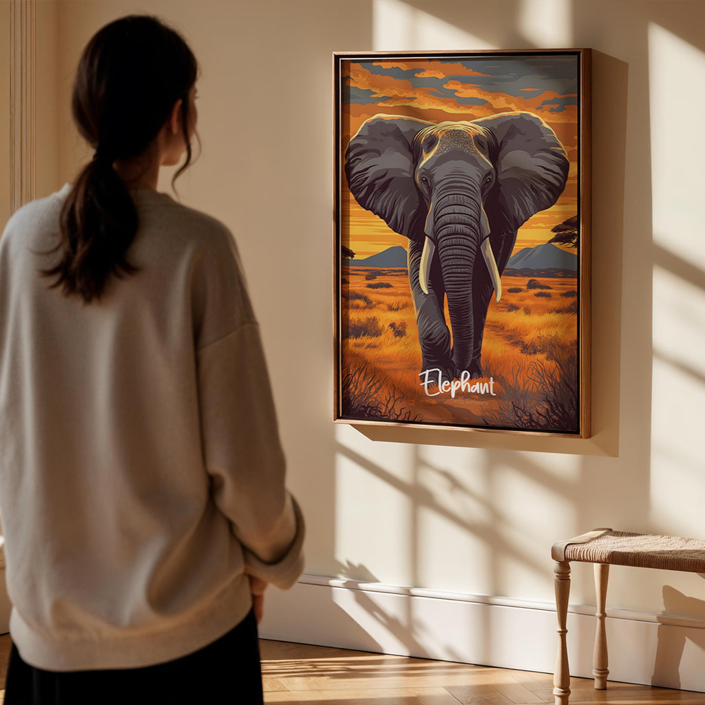 Elephant Safari Print: African Wildlife Illustration, Nature Wall Art