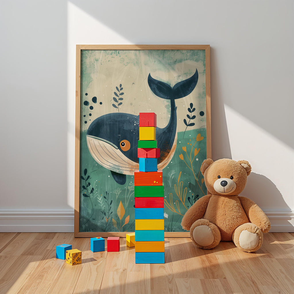 Whale Nursery Wall Art – Ocean Animal Print