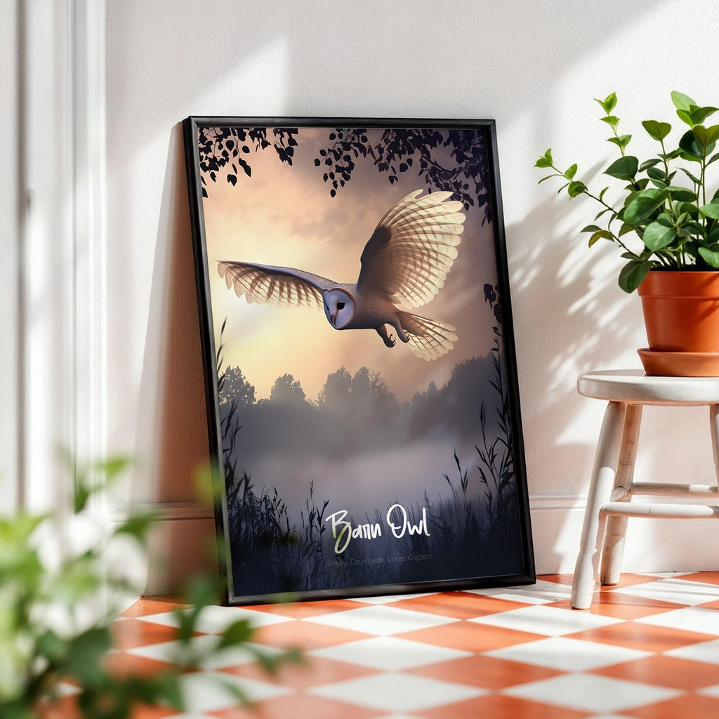 Barn Owl Print: Rustic Countryside Bird Wall Art