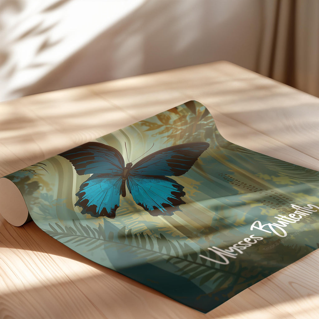 Ulysses Butterfly Print: Vibrant Tropical Insect Wall Art