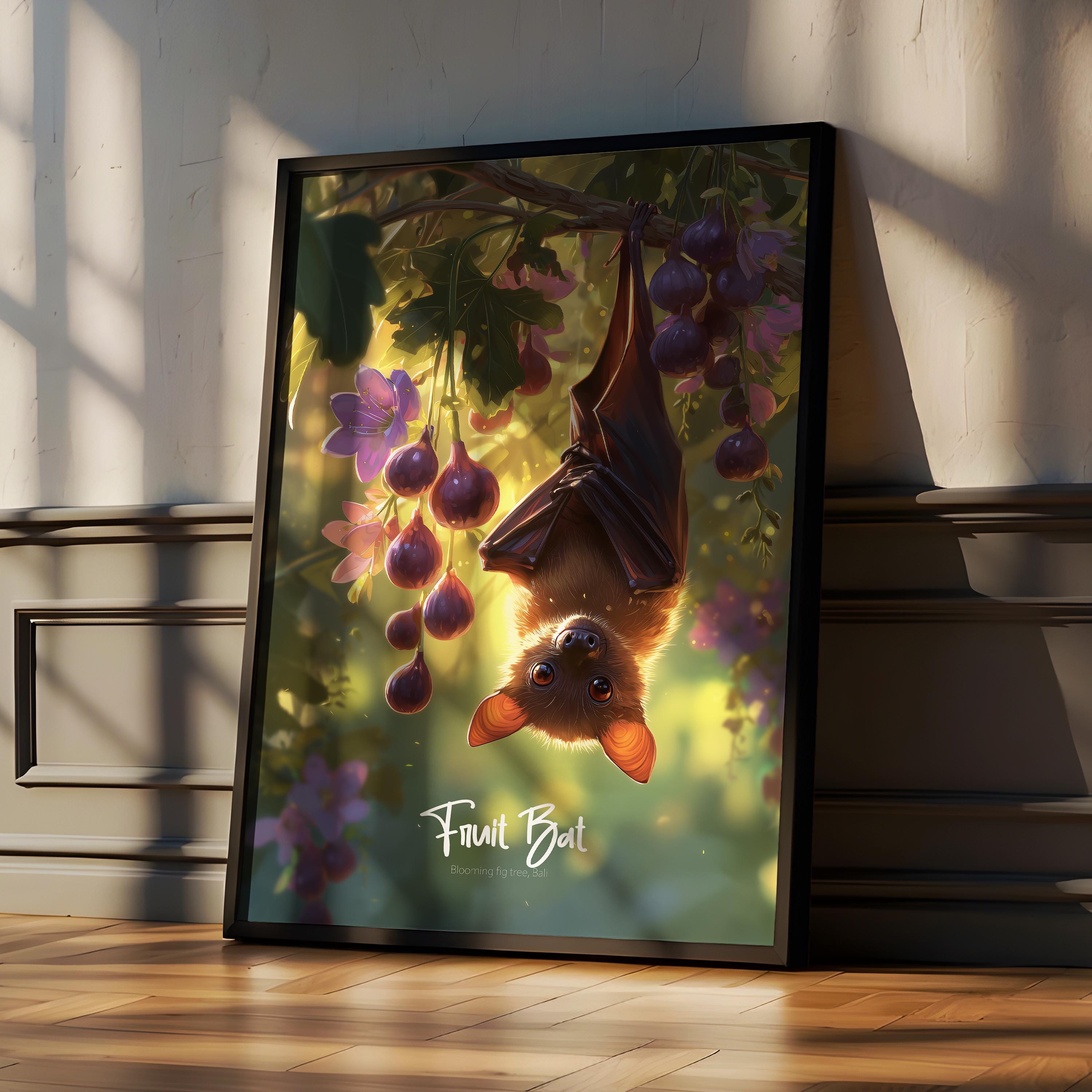 Fruit Bat Art Print: Whimsical Wildlife Poster for Kids Room