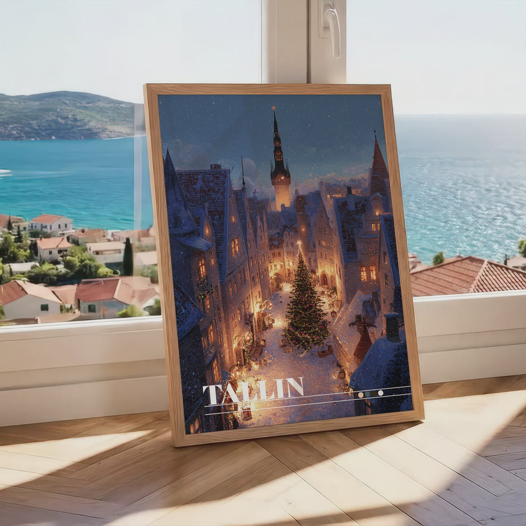 Tallinn Christmas Market Travel Print: Medieval Estonia Old Town Winter Decor