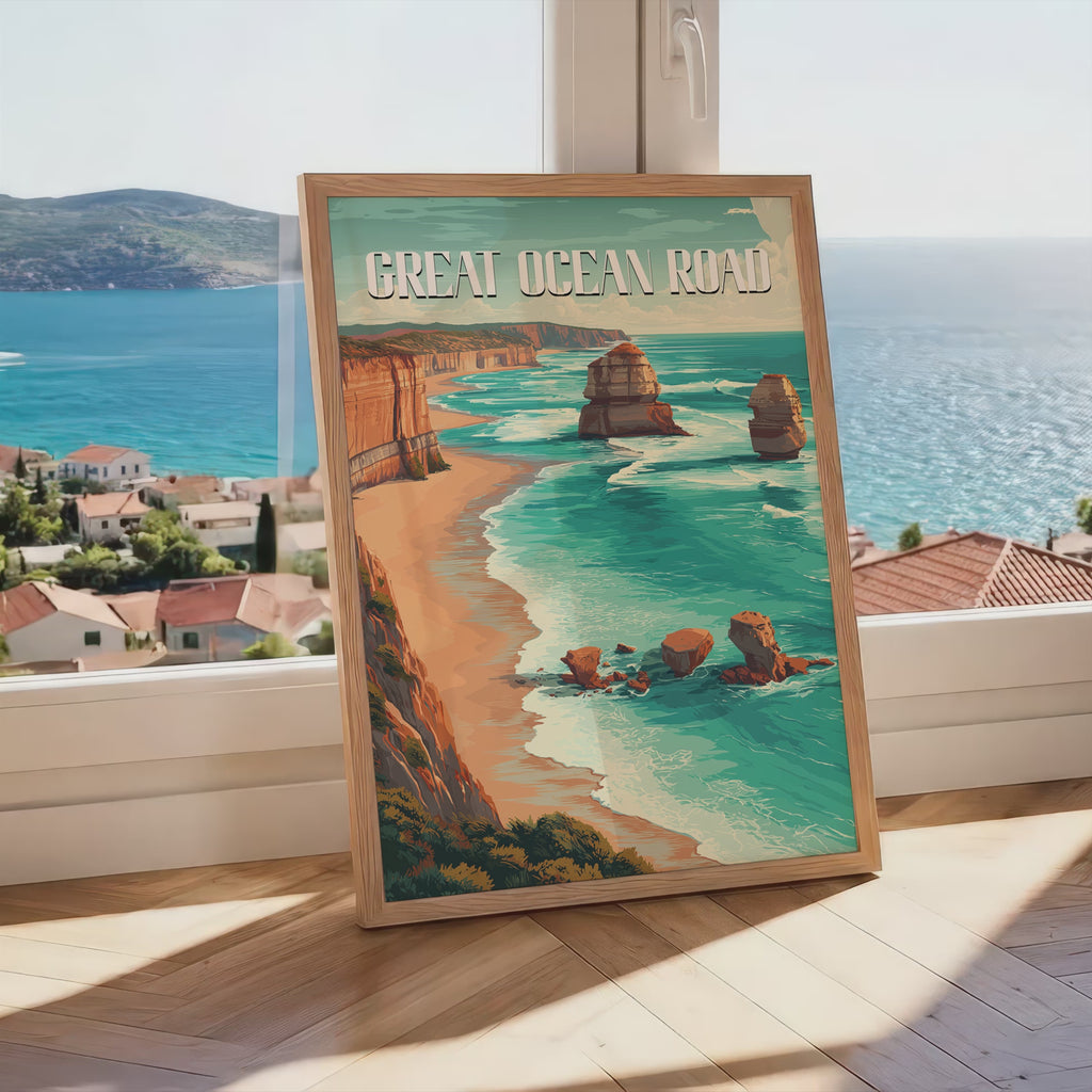 Great Ocean Road Poster – Australia Coastal Wall Art, Ocean Cliff Print, Scenic Travel Photography, Nature Landscape Decor