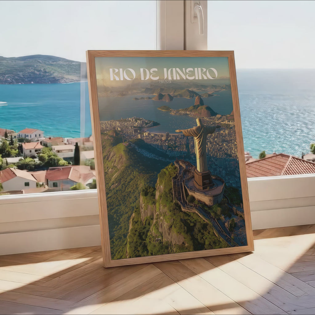 Christ the Redeemer Travel Print: Rio de Janeiro Mountain Landscape